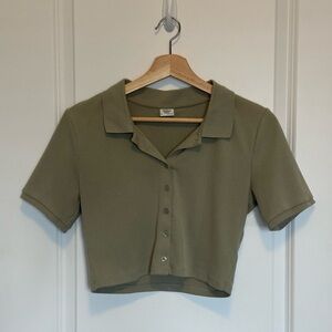 Sunday Best Green Cropped Polo Shirt / Audio Top